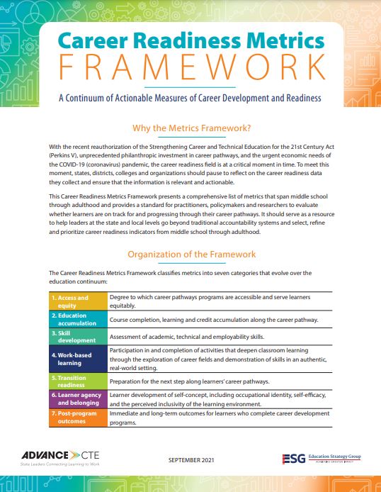 Career Readiness Metrics Framework A Continuum Of Actionable Measures Of Career Development And