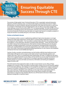 Making Good on the Promise: Ensuring Equitable Success Through CTE