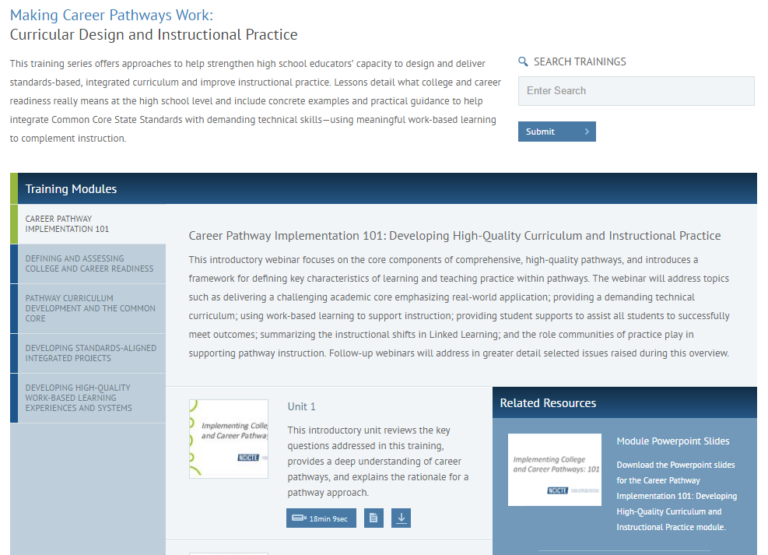 Making Career Pathways Work Curricular Design and Instructional